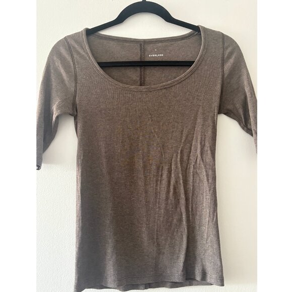 Everlane The Luxe Rib Scoop-Neck Tee - Heathered Fatigue - Picture 3 of 5